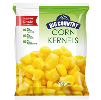 Corn Kernels Frozen 2kg Bag Big Country
