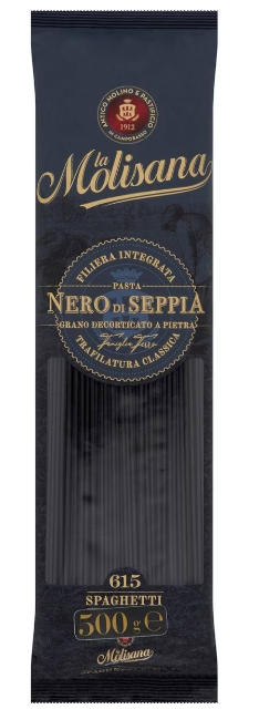 Squid Ink Spaghetti Pasta Dried 500g x 24 Carton (Nero Di Seppia #615) La Molisana