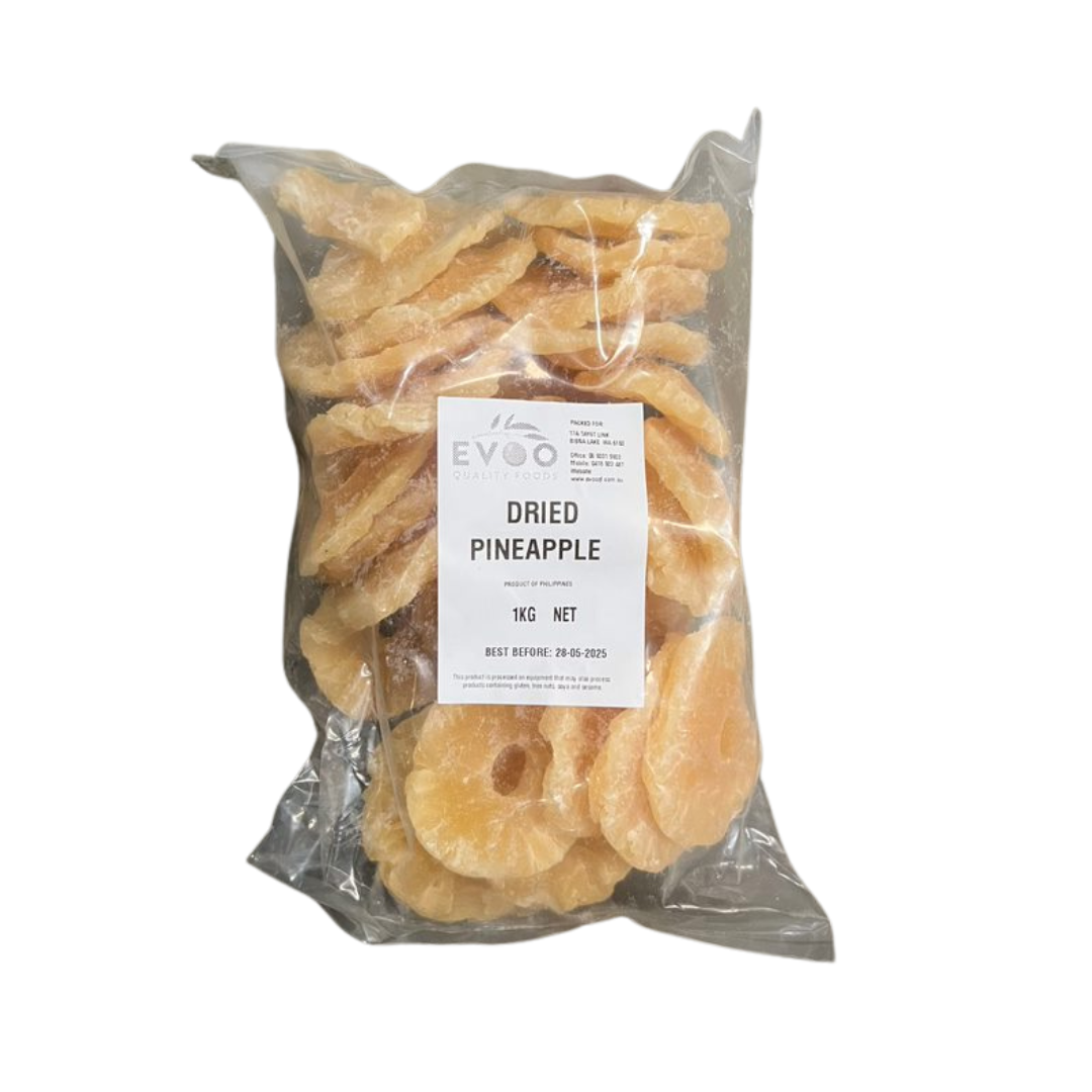 Pineapple Rings Dried 1kg Bag Evoo QF (2 Day Pre Order)