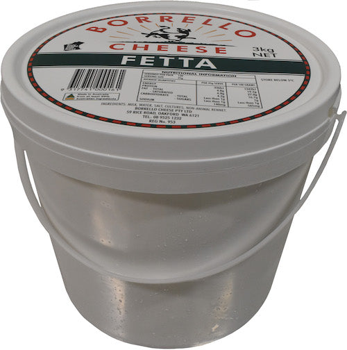 Feta Cheese 3kg Tub Borrello