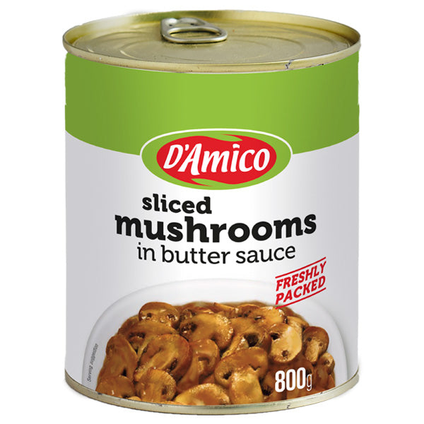 Sliced Mushrooms in Butter Sauce 800g Tin D'Amico