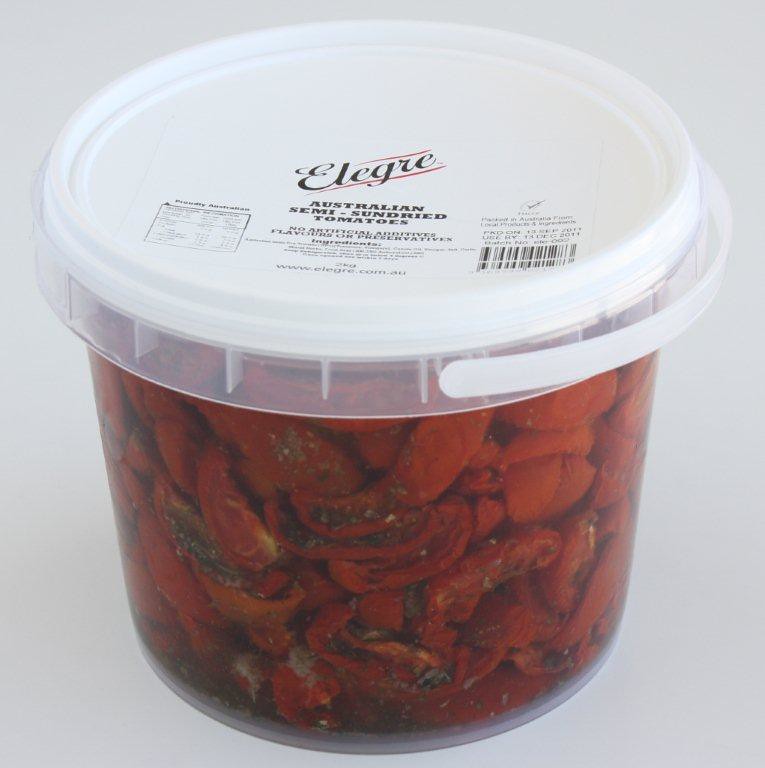 Semi Sundried Tomatoes Halves  2kg Tub Elegre