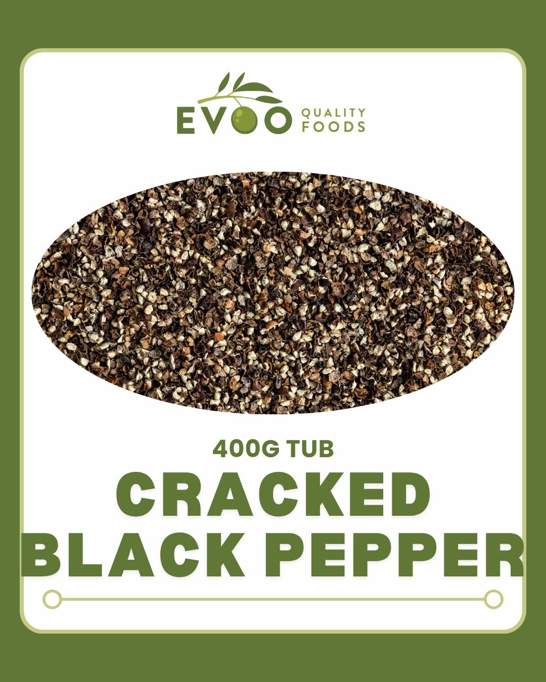 Cracked Black Pepper 400g Tub Evoo QF