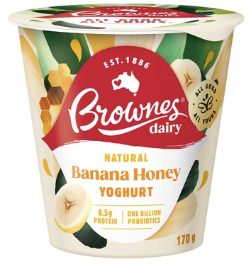 Banana Honey Yoghurt 10 x 170gm CARTON Brownes (Pre Order 3 days)
