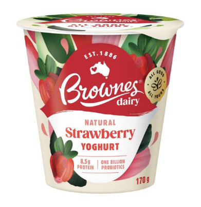 Strawberry Yoghurt 10 x 170gm CARTON Brownes (Pre Order 3 days)