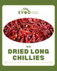 Chillies Dried Long Red 1kg Evoo QF