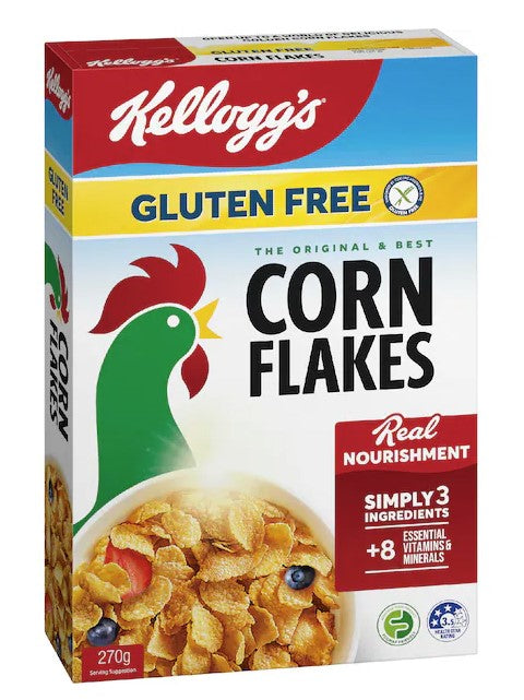 Corn Flakes GLUTEN FREE Cereal 270gm Box Kellogg's (Pre Order 2 days)
