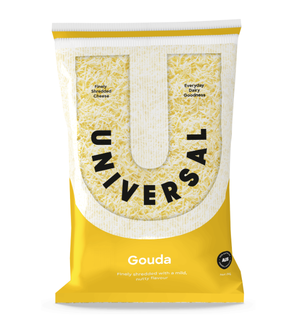 Gouda Cheese Shredded 2kg Bag Universal
