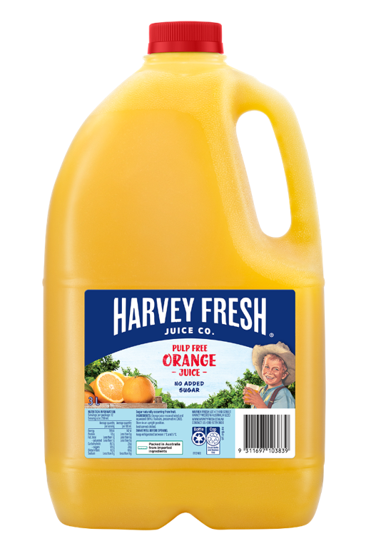 Orange Juice Pulp Free 3L Bottle Chilled Harvey Fresh