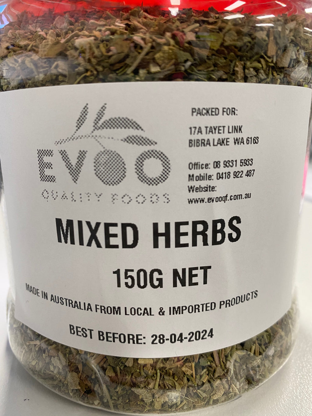 Mixed Herbs Dried 150g Tub Evoo QF