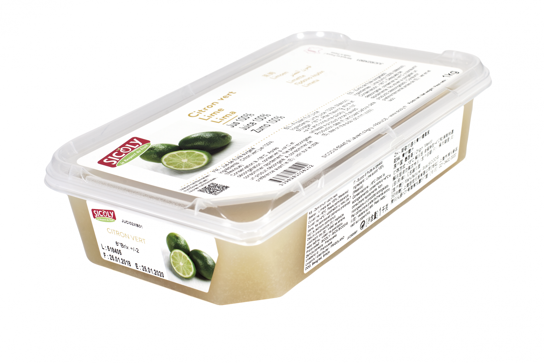 Lime Puree 1kg Frozen Tub (Pre Order 2 days) Sicoly