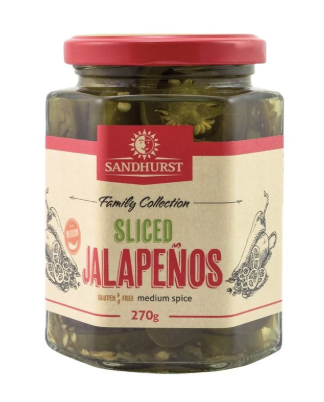 Jalapenos Sliced 270g Jar Sandhurst