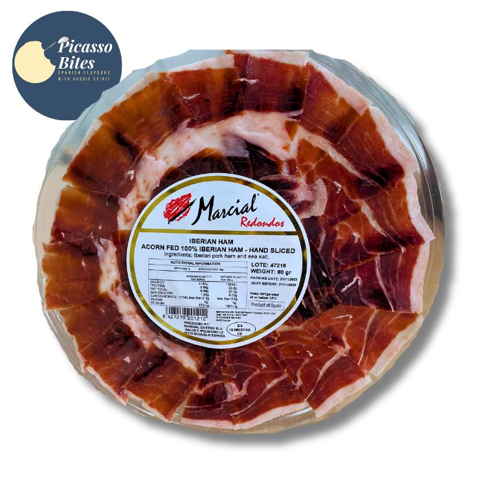 Jamon Iberian Gold Hand Sliced Ham 100% Acorn Fed 80g pkt Marcial Castro (Pre order 3 days)