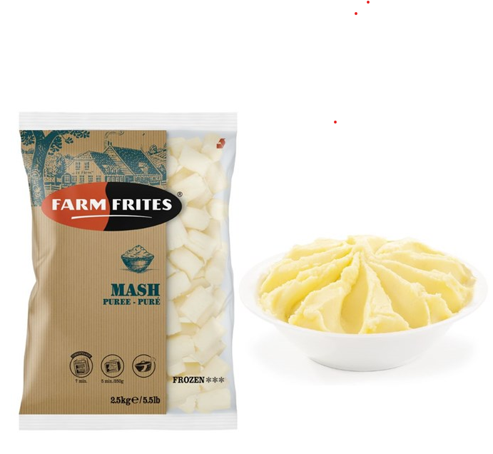 Mash Potato Frozen Puree Pellets (4 x 2.5kg Bags per Carton) Farm Frit