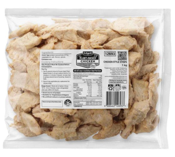 Plant Based Chicken Style Strips 3 x 1kg CARTON ONLY 100% Not Chicken (12693)