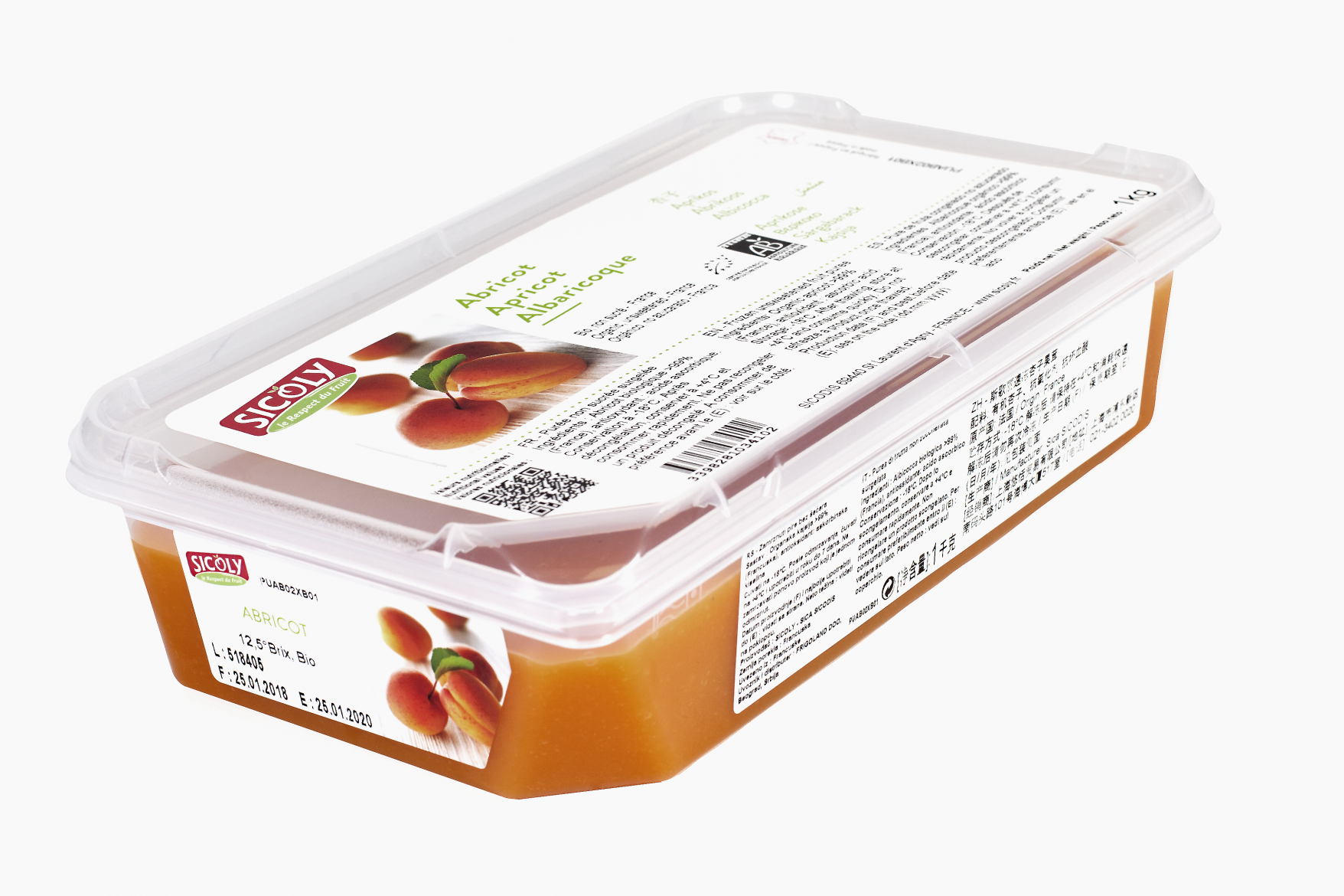 Apricot Puree Unsweetened 1kg Frozen Tub Sicoly