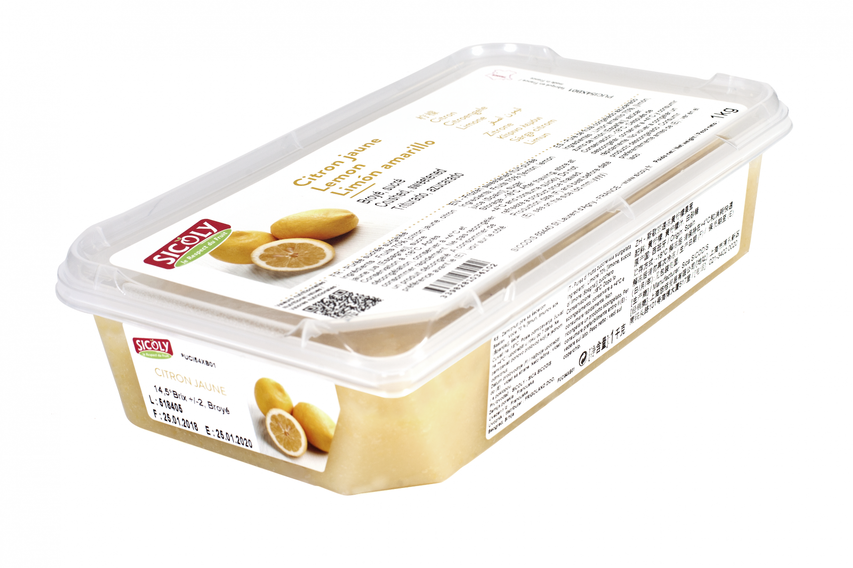 Lemon Puree Sweetened 1kg Frozen Tub (Pre Order 2 days) Sicoly