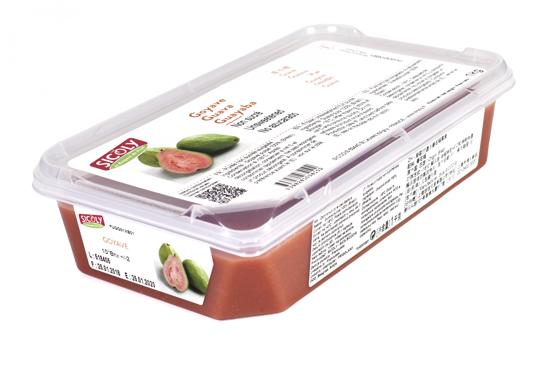 Guava Puree Unsweetened 1kg Frozen Tub (Pre Order 2 days) Sicoly