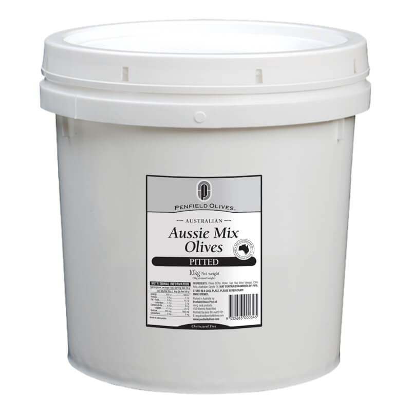 Olives Aussie Mix Pitted 10kg tub Penfields - Australian Grown