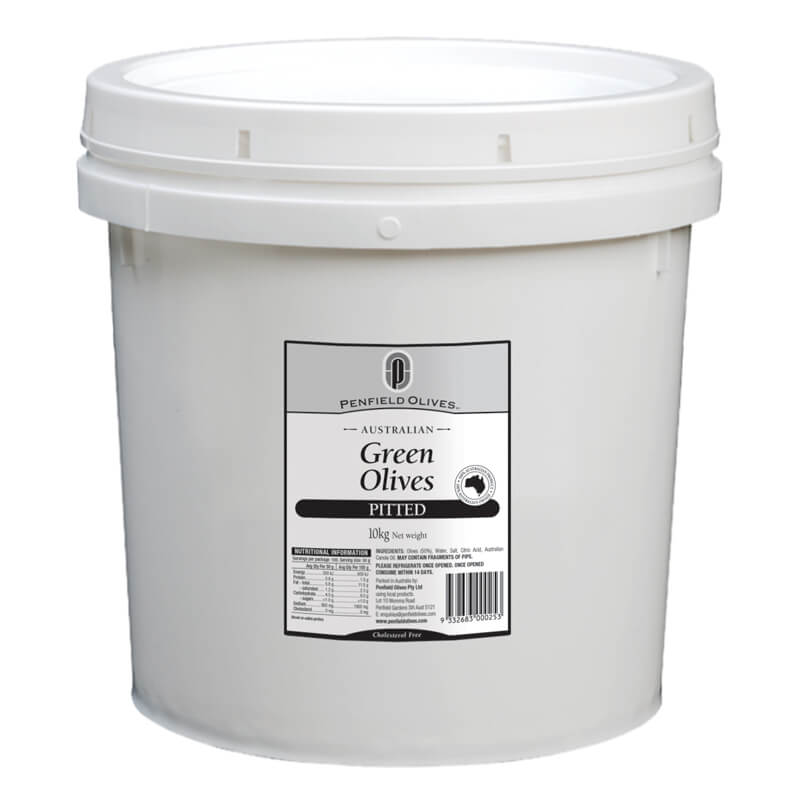 Green Pitted Olives in Brine 10kg Tub Penfields