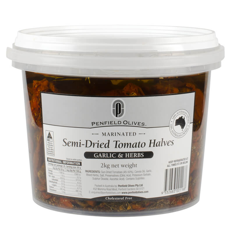 Semi-Dried Tomato Halves 2kg Tub Penfields