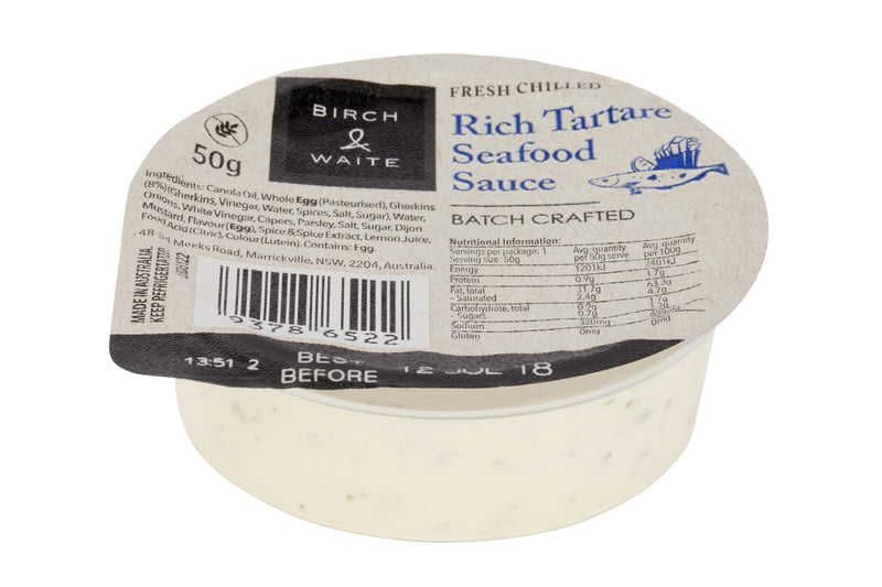 Rich Tartare Sauce Portion Control 90 x 50g Box (Pre Order 5 days) Birch & Waite