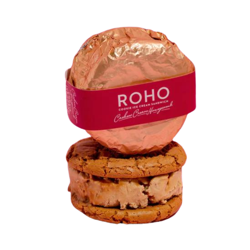 Cashew Cream Honeycomb GF & DF Icecream Sandwich 175g x 64pcs Carton Frozen Roho (Pre order 5 days)