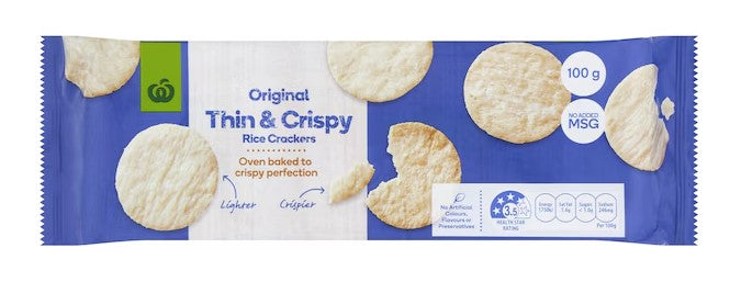 Rice Crackers Thin & Crispy 100g Packet WW