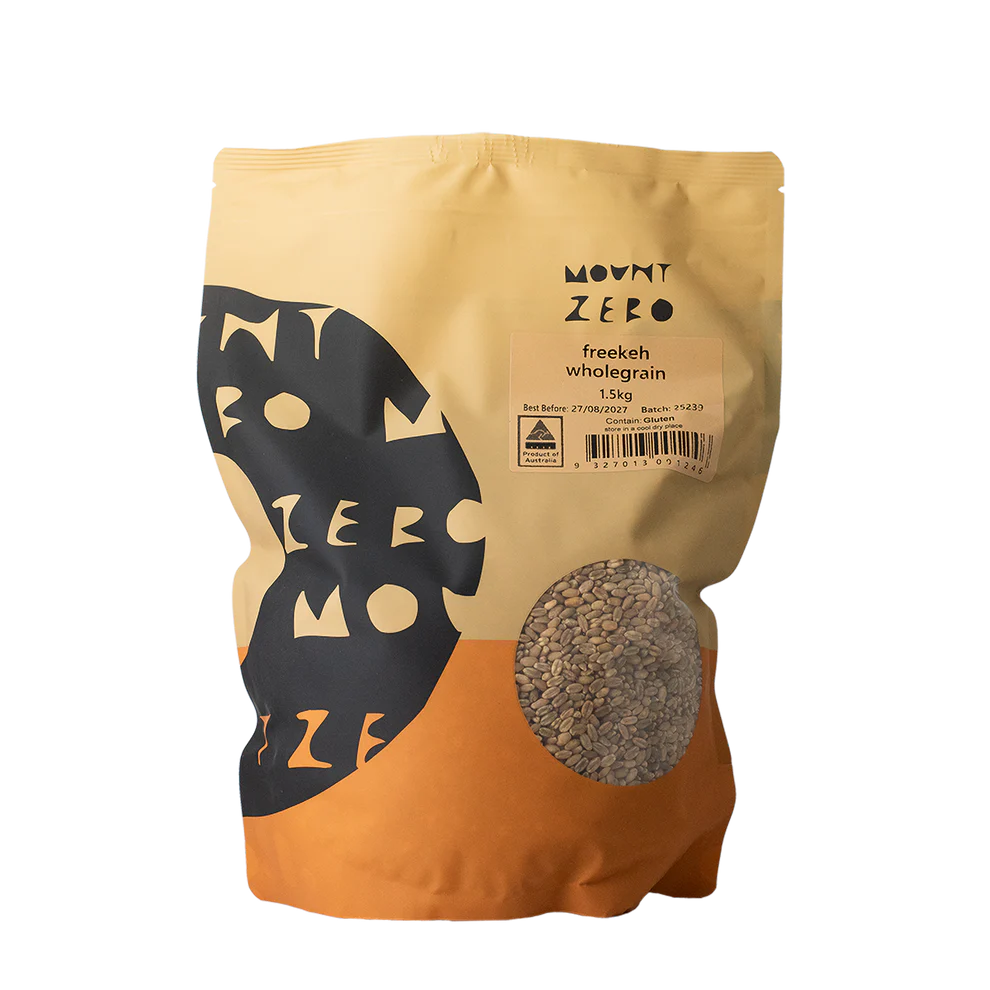 Mount Zero freekeh wholegrain packaging on a white background