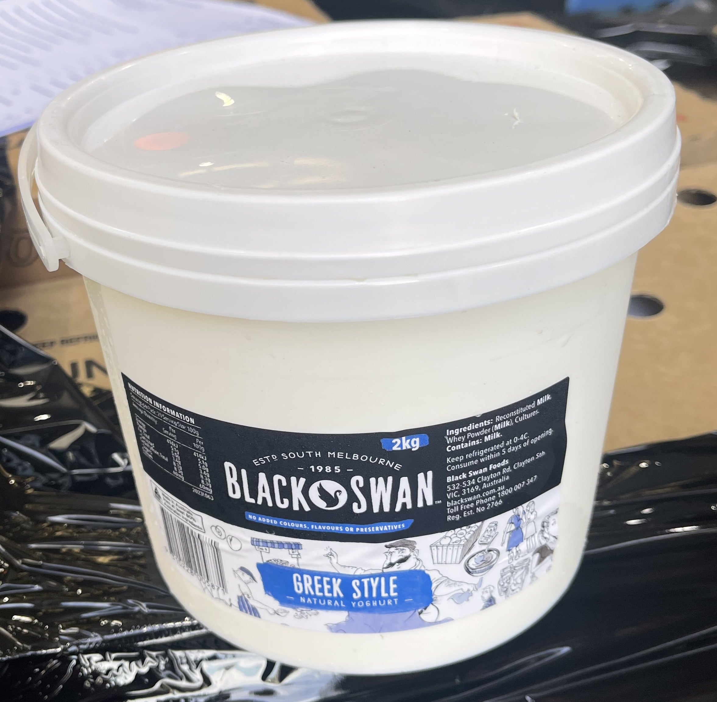 Yoghurt Greek Style Natural Thick 2kg Tub Black Swan