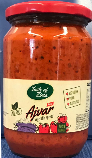 Ajvar Hot Vegetable Spread (Red Lid) 680g Taste of Zima