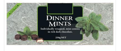 Dark Chocolate Dinner Mints 250g Box Alpha