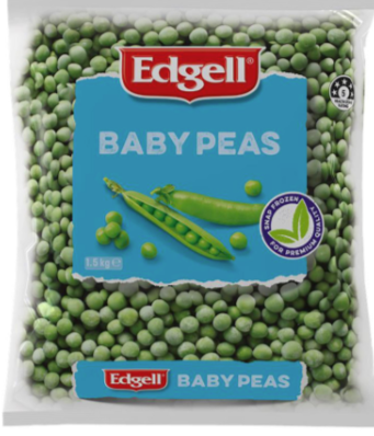 Peas Green Baby 6 x 1.5kg CARTON ONLY Frozen Edgell