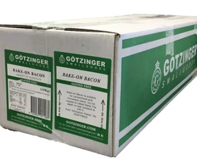 American Rindless Bake on Bacon 10kg Carton Frozen Gotzinger (Pre Order 14 days)