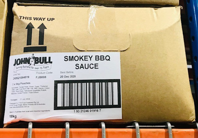 Barbecue Sauce Smokey 3 x 6kg bags (bladders) Carton John Bull