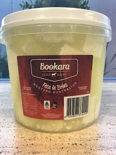 Goats Cheese Feta in Brine (Orange Label) Local 2kg Tub Bookara