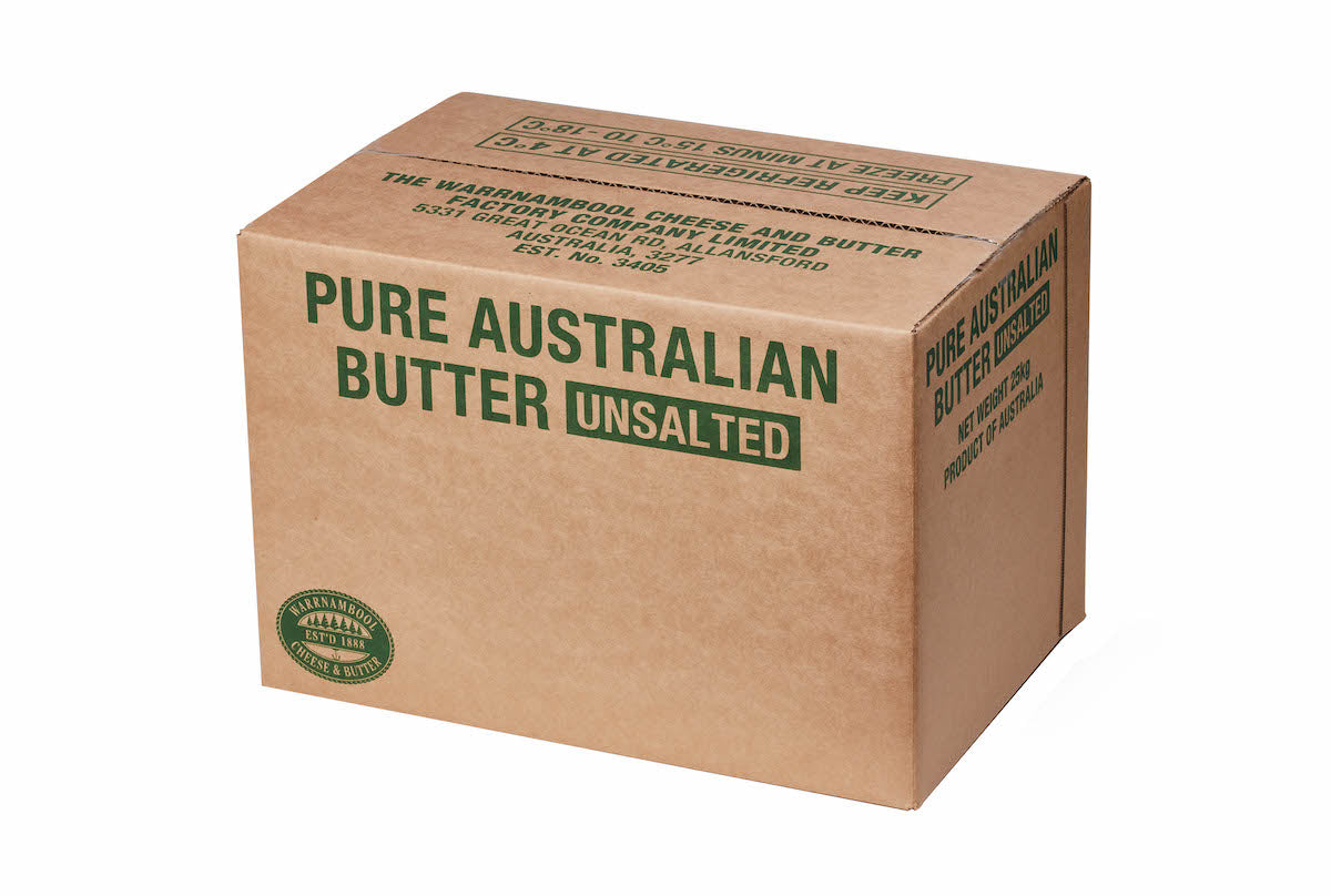 UNSALTED Pure Australian Butter 25kg Warrnambool Cheese & Butter