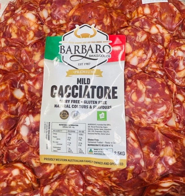Cacciatore Mild Sliced GF & DF 2.5 kg Bag Barbaro