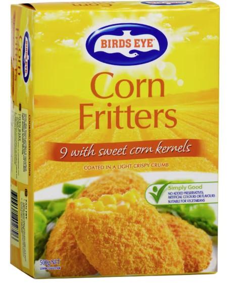 Corn Fritters 6 x 500g CARTON ONLY Frozen Birds Eye