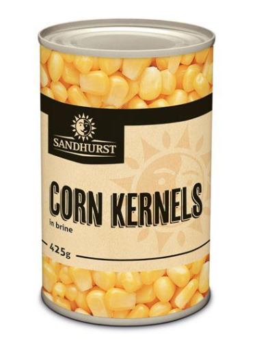 Whole Corn Kernels in Brine 425g Sandhurst
