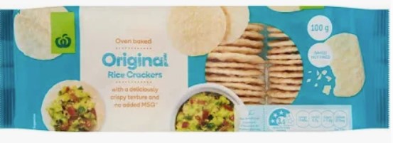 Rice Crackers Plain (Oven Baked) 100g Packet WW