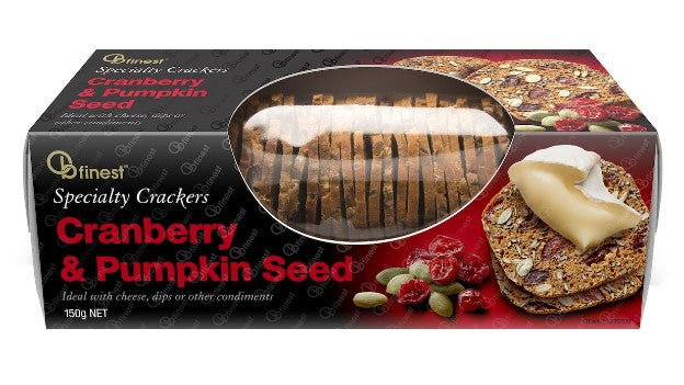 Cranberry Pumpkin / Fig Crackers 150gm OB Finest