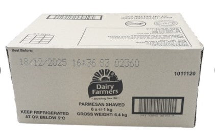 Shaved Parmesan Cheese 6 x 1kg CARTON ONLY Dairy Farmers