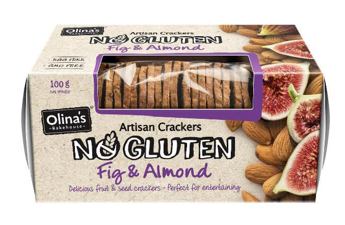 Fig & Almond Crackers Gluten Free 100gm Olinas