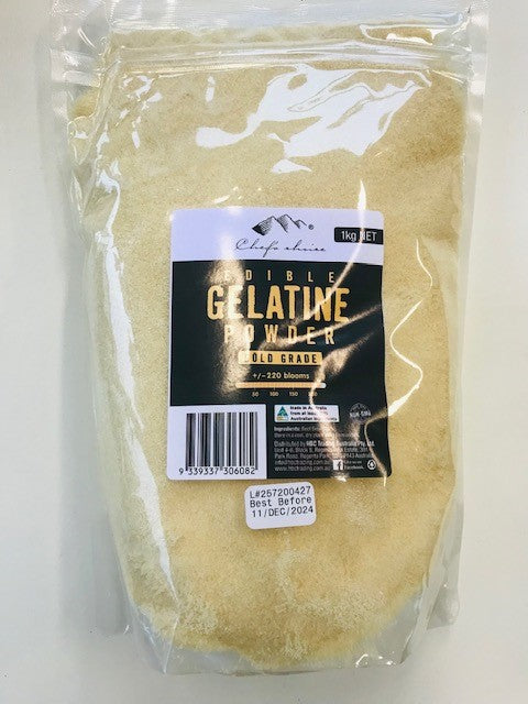 Gelatine Powder Gold Grade 1kg Bag Chefs Choice