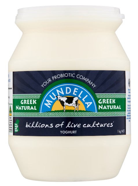 Greek Natural Yoghurt 1kg Tub Mundella