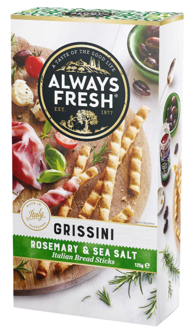 Grissini Rosemary & Sea Salt Sticks 125g Pkt Always Fresh