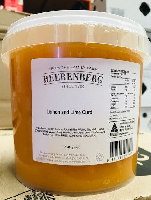 Lemon & Lime Curd GF 2.4kg Tub Beerenberg