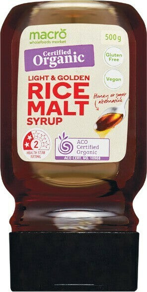 Rice Malt Syrup 500gm Jar PureHarvest/Macro Organic