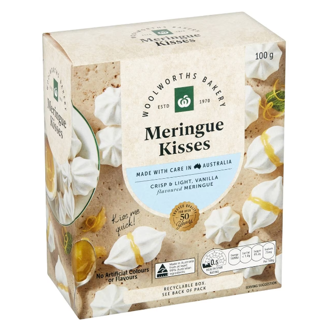 Mini Meringue Kisses Vanilla 100g Packet Woolworths (Pre Order 2 Days)